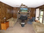 Wood burning fireplace in the living room